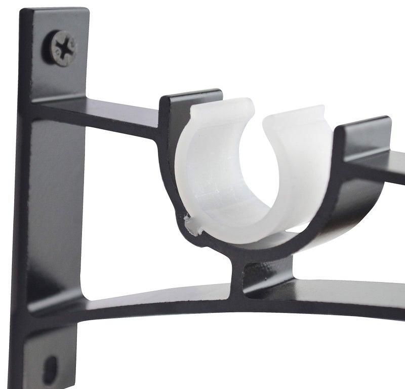 AddGrace Double Curtain Rod Brackets Set of 4 for Drapery Rod Window Hardware Rod Holders (Black) - Image 4